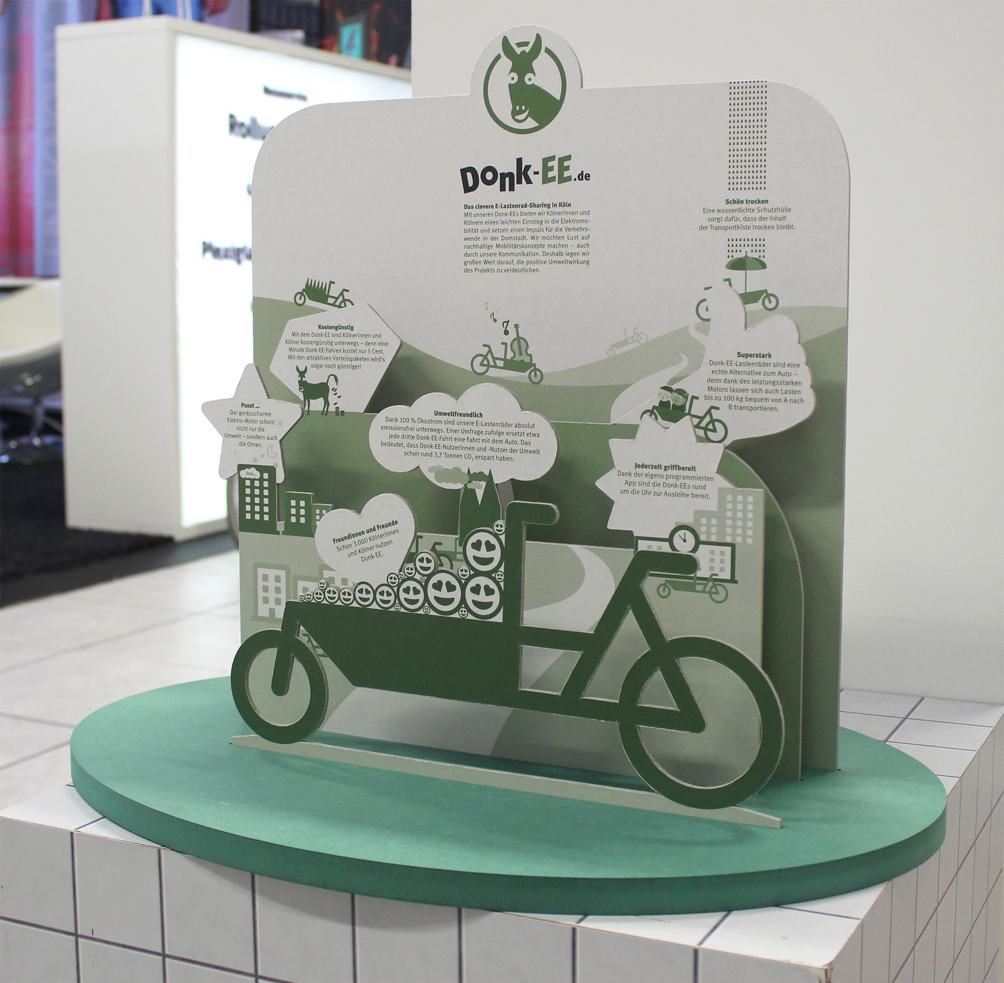 Nachhaltige in Druck und Umsetzung - die tolle 3D-Scherenschnitt-Kreation - technisch umgesetzt von der KBZ Werbetechnik in Köln