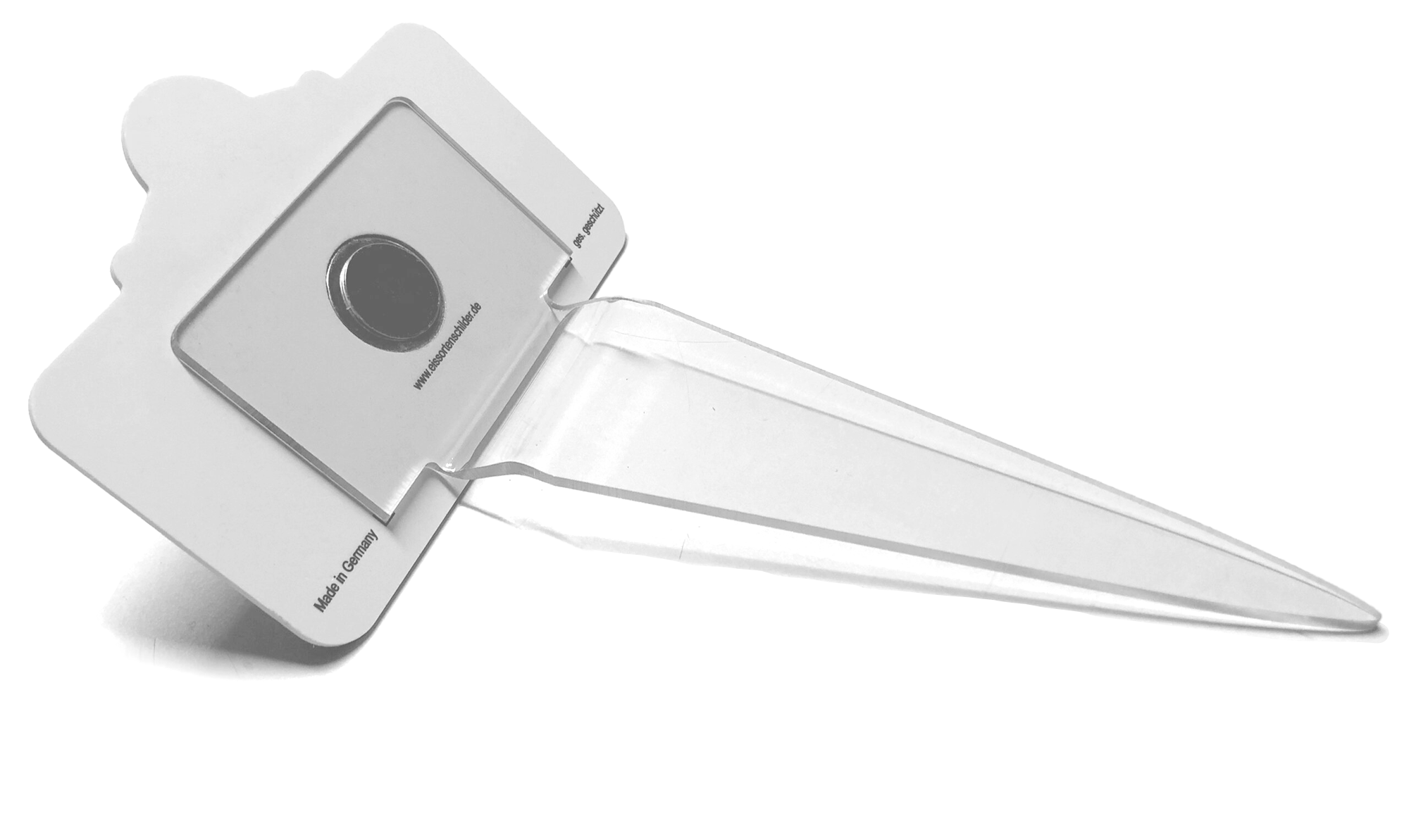 Eissorten-Wechselschild mit Metallplätchen und Halterung